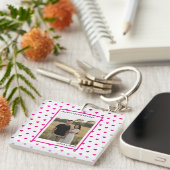 Happy Valentine’s Day Pink Heart Custom love キーホルダー (正面右)