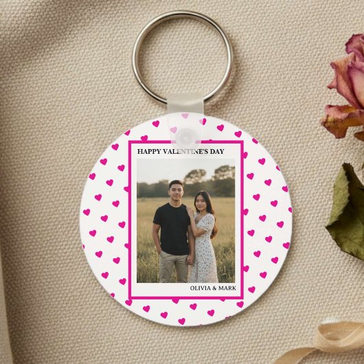 Happy Valentine’s Day Pink Heart Custom love キーホルダー