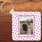 Happy Valentine’s Day Pink Heart Custom love キーホルダー (正面)