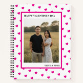 Happy Valentine’s Day Pink Heart Custom love ノートブック (正面)