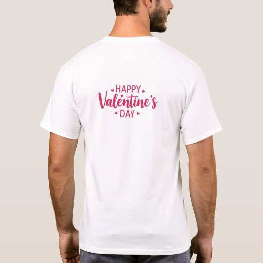 Happy Valentine’s Day Pink Text Heart Design Tシャツ (裏面)