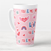 Happy Valentine’s Day Red Heart Art Romantic Lover カフェラテマグ (左アングル)