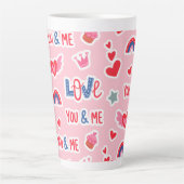 Happy Valentine’s Day Red Heart Art Romantic Lover カフェラテマグ (正面)