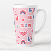 Happy Valentine’s Day Red Heart Art Romantic Lover カフェラテマグ (右)