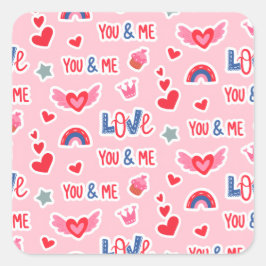 Happy Valentine’s Day Red Heart Art Romantic Lover スクエアシール