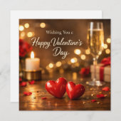 Happy Valentine’s Day Red Hearts Candlelight シーズンカード (正面/裏面)