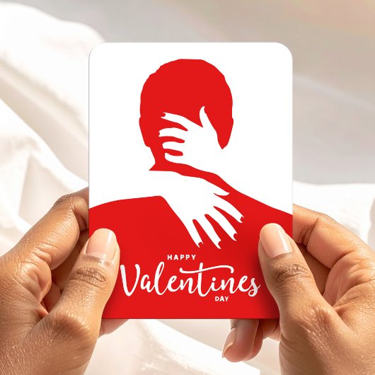 Happy Valentine’s Day Red Love Hug Silhouette マグネット