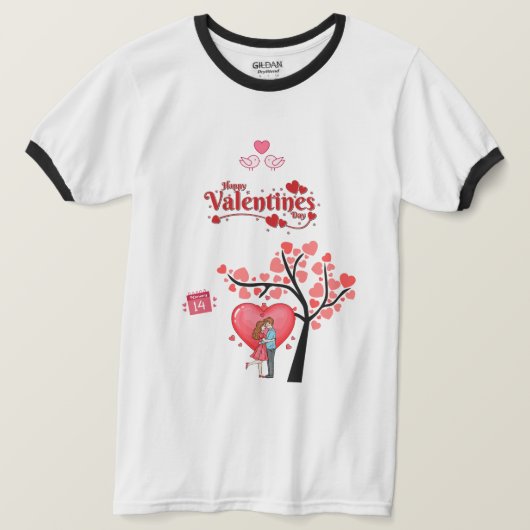 Happy Valentine’s Day – Romantic Couple  Tシャツ (デザイン正面)