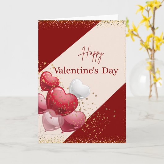 Happy Valentine’s Day Romantic Heart Greeting Card カード (黄色い花)