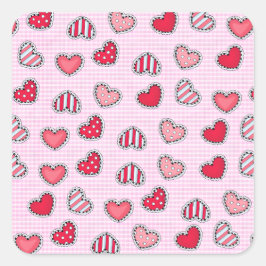 Happy Valentine’s Day Romantic Red Heart Keepsake スクエアシール