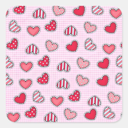 Happy Valentine’s Day Romantic Red Heart Keepsake スクエアシール (正面)