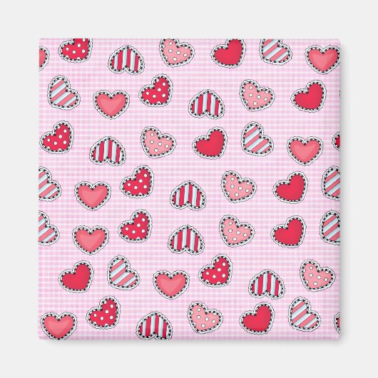 Happy Valentine’s Day Romantic Red Heart Keepsake マグネット (正面)