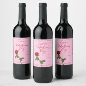 Happy Valentine’s Day Rose Custom Wine Label ワインラベル (ボトル)