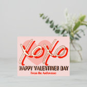 Happy Valentine’s Day XoXo modern foil pink 箔シーズンポストカード (立ち正面)