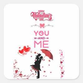 Happy Valentine’s Day – You and Me Romantic Love  スクエアシール