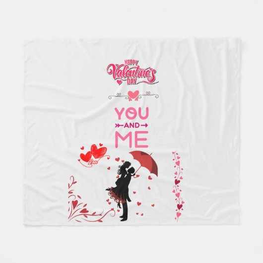 Happy Valentine’s Day – You and Me Romantic Love  フリースブランケット (正面(横))