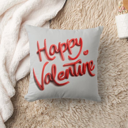 Happy Valentine Sweet Romantic Throw Pillow クッション (ブランケット)