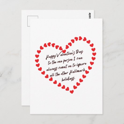 Happy Valentinesおもしろい Dayギフト引用文メッセージdyi ポストカード (正面/裏面)