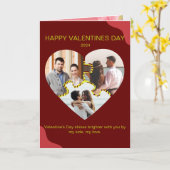 Happy Valentines写真折り畳みグリーティングカード カード (黄色い花)