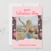 Happy Valentines お洒落赤いハート花名 シーズンカード (正面)