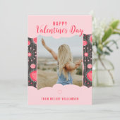 Happy Valentines お洒落赤いハート花名 シーズンカード (スタンド正面)