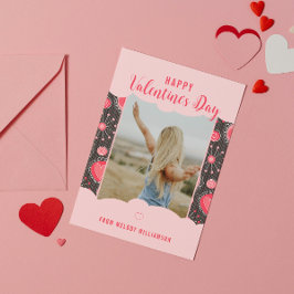 Happy Valentines お洒落赤いハート花名 シーズンカード