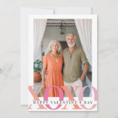 Happy Valentines モダン Pink写真 シーズンカード (正面)