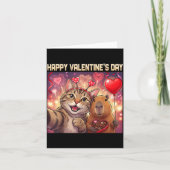 Happy Valentines 2026 Cute Cat Capybara Party Art  カード (正面)