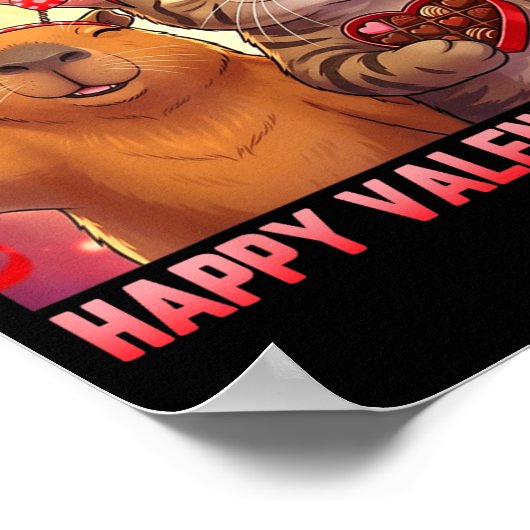 Happy Valentines 2026 Cute Cat Capybara Party Art  ポスター (角)