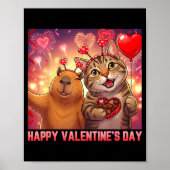 Happy Valentines 2026 Cute Cat Capybara Party Art  ポスター (正面)
