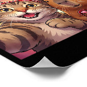 Happy Valentines 2026 Cute Cat Capybara Party Art ポスター (角)