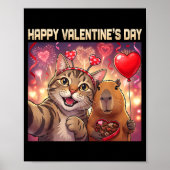 Happy Valentines 2026 Cute Cat Capybara Party Art  ポスター (正面)