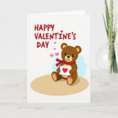 Happy Valentines Bear Heart Card カード (正面)