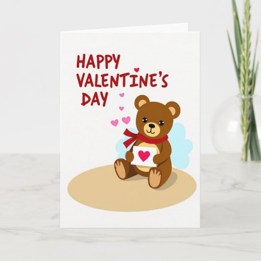 Happy Valentines Bear Heart Card カード (正面)