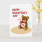 Happy Valentines Bear Heart Card カード (黄色い花)