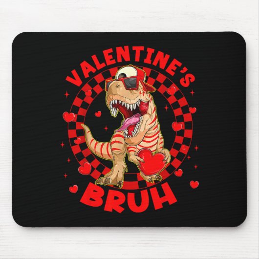 Happy Valentine's Bruh Funny Dinosaur Valentine Me マウスパッド (正面)