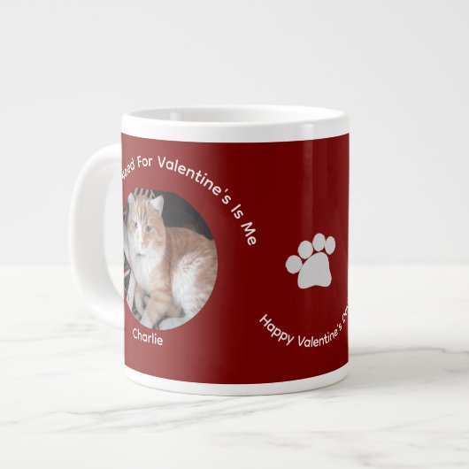 Happy Valentine's Cat Photo Love Specialty Mug ジャンボコーヒーマグカップ (正面左)