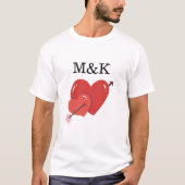 Happy valentines cute love hearts monogram  tシャツ (正面)