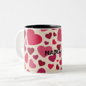 Happy valentine's cute red hearts  ツートーンマグカップ (正面左)