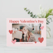 Happy Valentines Dayハートピンクフォトカード サンキューカード (スタンド正面)