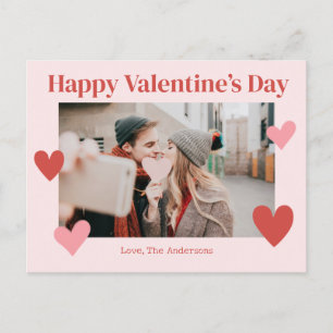 Happy Valentines Dayハートピンクフォトカード ポストカード