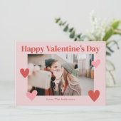 Happy Valentines DayハートピンクRecフォトカード サンキューカード (スタンド正面)