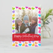 Happy Valentines Dayモダン鮮やかハート写真 シーズンカード (スタンド正面)