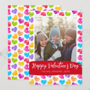 Happy Valentines Dayモダン鮮やかハート写真 シーズンカード