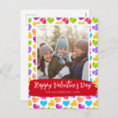 Happy Valentines Dayモダン鮮やかハート写真 シーズンポストカード (正面/裏面)