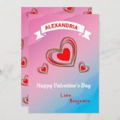 Happy Valentines Day赤いハートパターンのパーソナライズ (正面/裏面)