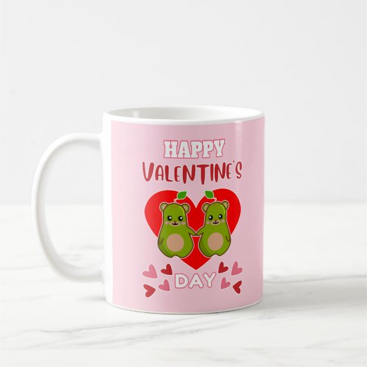 HAPPY VALENTINE'S DAY かわいい洋ナシのクマのペア コーヒーマグカップ (左)