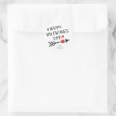 HAPPY VALENTINE'S DAY かわいい赤いハートと矢印 モダン ラウンドシール (バッグ)
