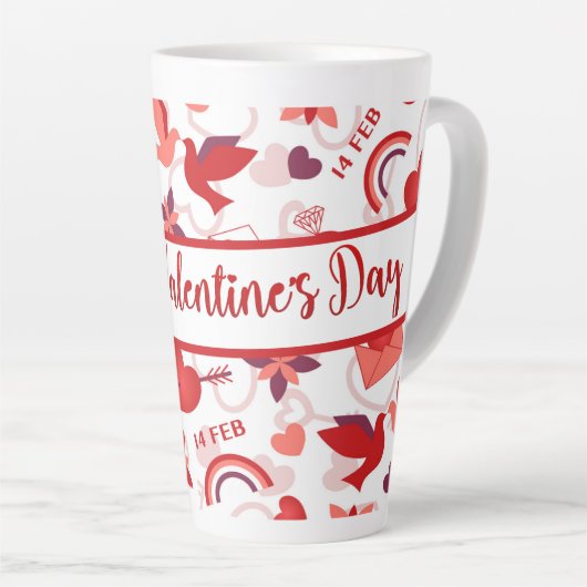 Happy Valentine's Day カフェラテマグ (右アングル)