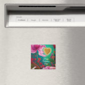 Happy Valentines Day – ピンク色の花とハート マグネット (インサイチュ (食洗機))